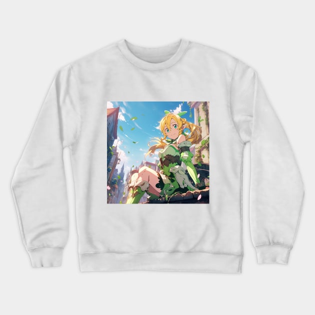 leafa chill in town Crewneck Sweatshirt by WabiSabi Wonders